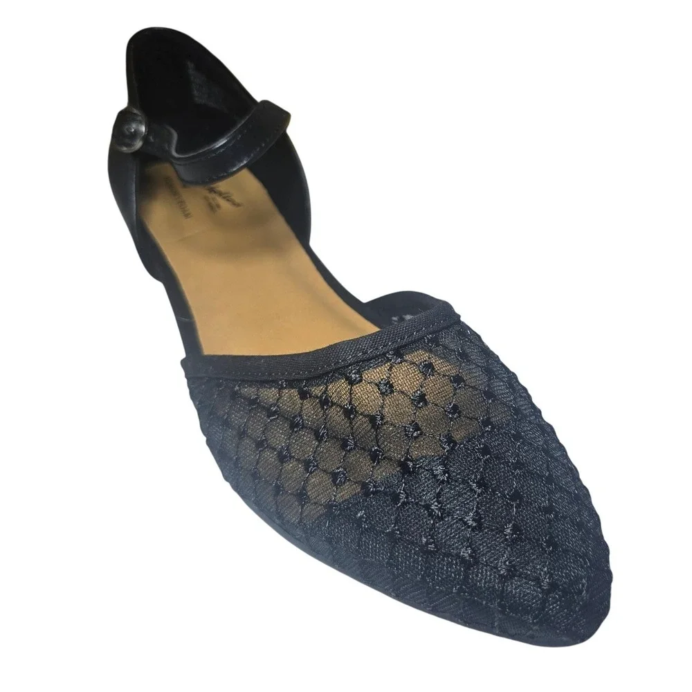 Seychelles Mavis Black Mesh Lace Mary Jane Wedge Heels Womens 9W N50826FWY